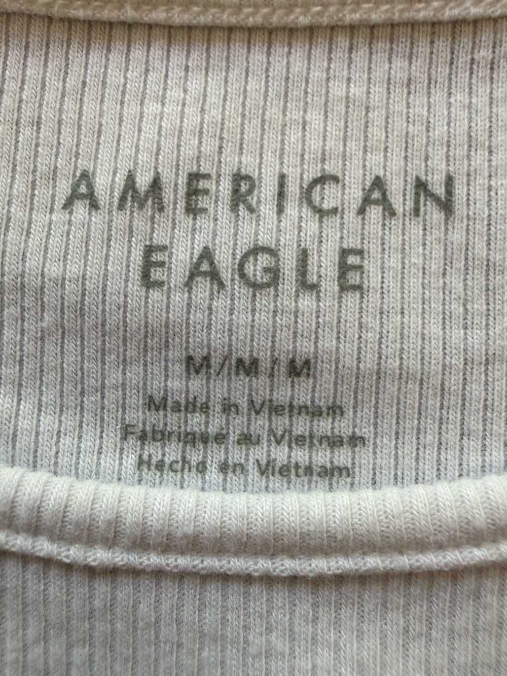 American Eagle Outfitters off white Ribbed Short Sleeve Tee Blue medium - Picture 7 of 8